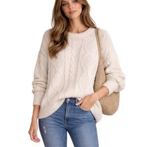 POL Cable Knit Sweater Oversized Relaxed Fit Size M Fisherman Knit Boho Casual
